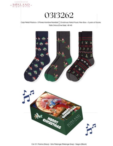 Soxland caja 3 calcetines hombre navidad con musica 0313262