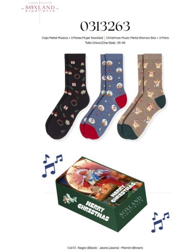 Soxland caja 3 calcetines mujer navidad con musica 0313263