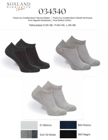 Soxland pack de 3 calcetines mujer invisibles 034540