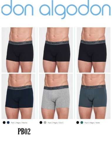 Don algodon pack de 2 boxer de  hombre PB02