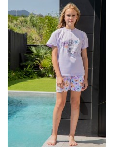 Muslher pijama niña manga corta  estampado mariposas 254000