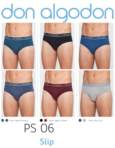 Don algodon pack de 2 slip de hombre PS06