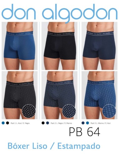 Don algodon pack de 2 boxer de hombre PB64