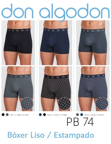 Don algodon pack de 2 boxer de hombre PB74