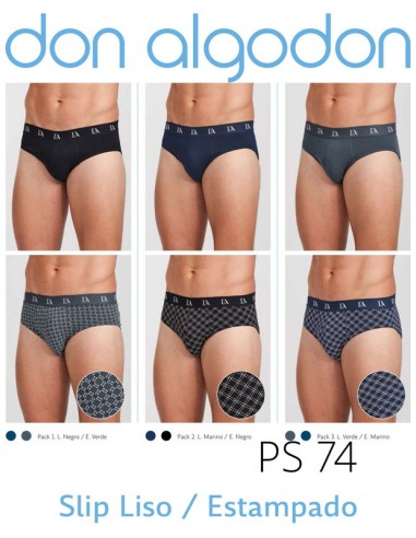 Don algodon pack de 2 slip de hombre PS74