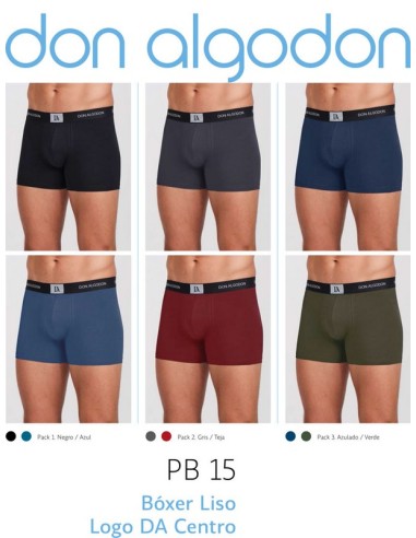 Don algodon pack de 2 boxer de hombre PB15