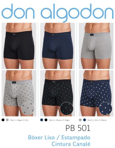 Don algodon pack de 2 boxer de hombre PB501