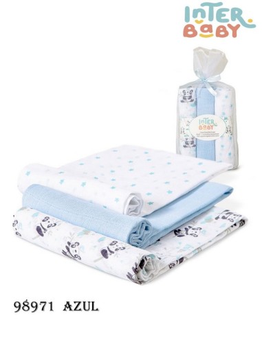 Inter baby pack de 3 gasas bebe modelo paracaidista 80x80 98971