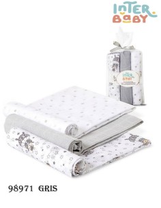 Inter baby pack de 3 gasas bebe modelo paracaidista 80x80 98971
