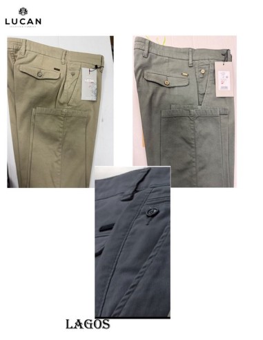 Lucan pantalon de hombre de verano estilo chino en canutillo fino LAGOS