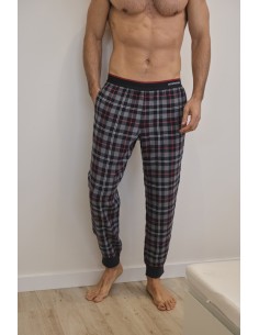 Muslher pantalón franela cuadros grises con puño 5803