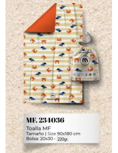 Marshmallow toalla playa 90x180 350gr mas bolsa 20x30 234036 80% poliester 20% poliamida