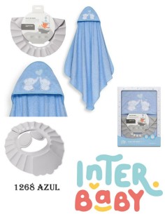 Interbaby capa de baño 100x100 modelo parejita elefante mas gorro de baño 1268