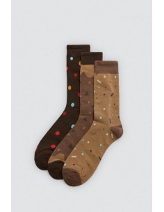 Ysabel mora caja regalo 3 calcetines estampados  hombre con puño antipresión. 22960