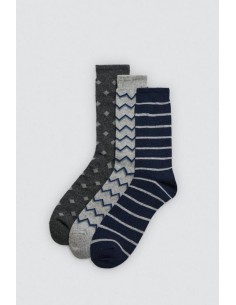 Ysabel mora pack de 3 calcetines de lana estampados para hombre con puño antipresión y tacto extrasuave. 22970