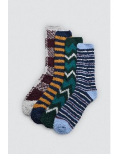 Ysabel mora expositor de 24 calcetines de franela estampados  hombre con puño antipresión y tacto extrasuave. 22958