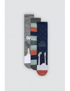 Ysabel mora caja regalo 3 calcetines estampados  hombre con puño antipresión. 22959
