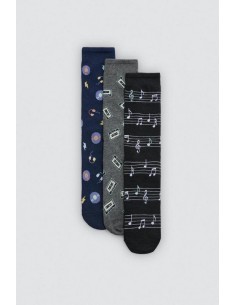 Ysabel mora caja regalo 3 calcetines estampados para mujer con puño antipresión. 12973