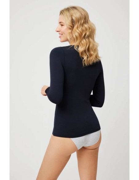 Ysabel mora camiseta mujer termal con blonda  manga larga cuello barco 70005