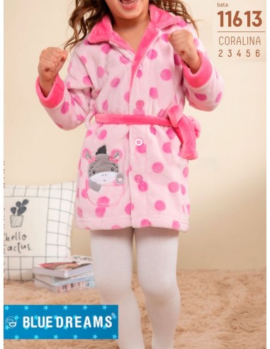 Bluedreams bata infantil niña coralina bordada  11613