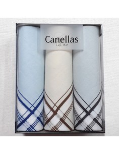 Canellas caja 3 pañuelos hombre algodon fondo color 41x41 cm. 1055FC