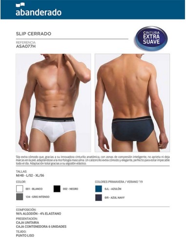 Abanderado  slip hombre  cintura extra suave ASA077H