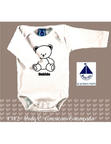 Babidu body bebe invierno manga larga cuello americano estampado oso1312