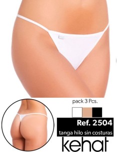 Kehat basico pack 3 tangas chica hilo sin costuras 92% poliamida clasico. G-2504