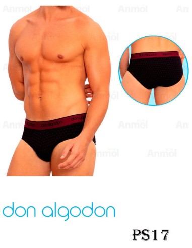 Don algodon. pack de 2 slips de hombre goma vista PS17