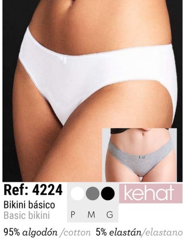 Kehat. pack 3 bragas bikini 95% algodon clasico. 4224