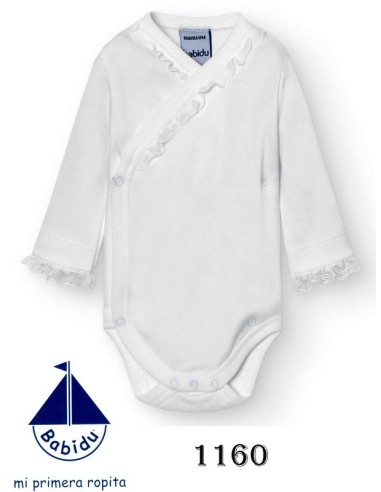 Babidu. body bebe cruzado con puntilla m/larga 1160