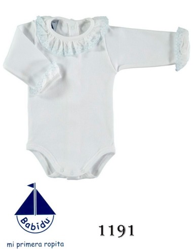 Babidu body bebe con cuello batista y puntilla en las mangas 1191