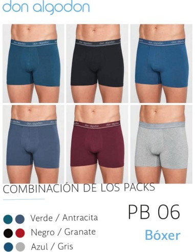 Don algodon. pack de 2 boxer hombre PB 06