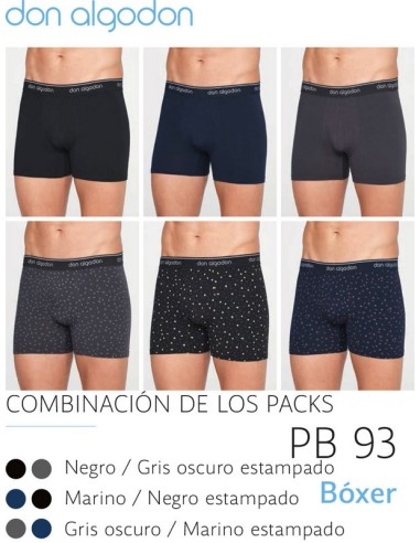 Don algodon. pack de 2 boxer hombre PB 93