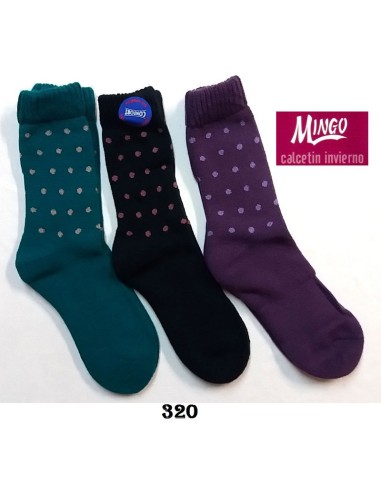 Mingo pack 3 pares calcetin chica invierno rizo orlon lunares 320LUNARES