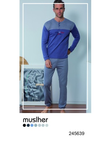 Muslher pijma hombre interlock perchado bordado muslh 245639