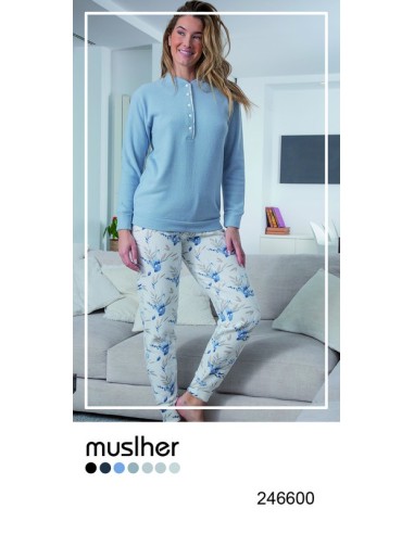 Muslher pijma mujer punto milano pantalon ramilletes 246600