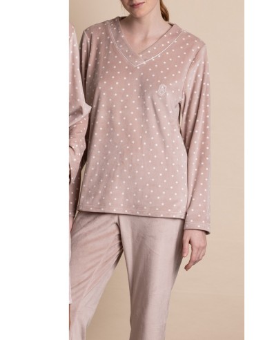 Admas Classic pijama mujer pico calentito dots lace e 62651